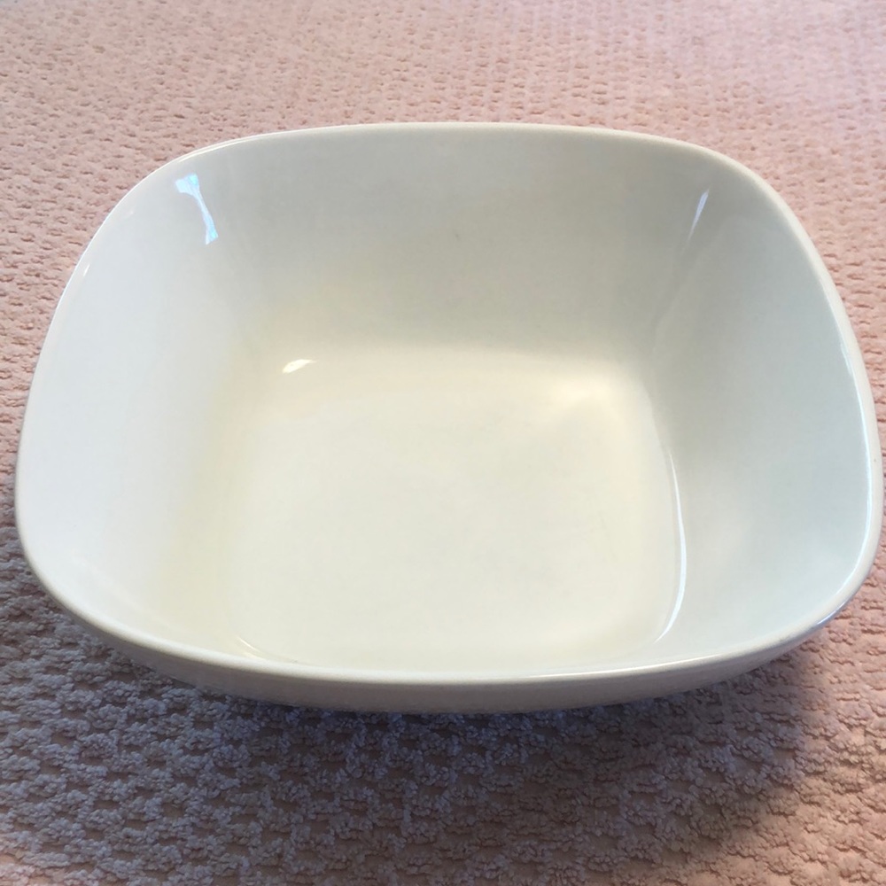 Essential Home White porcelain 9.75x3.5” square heavy bowl.